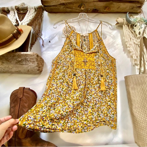 Forget me not floral Anthropologie Solitaire sleeves boho blouse w prairie vibe - Picture 6 of 13